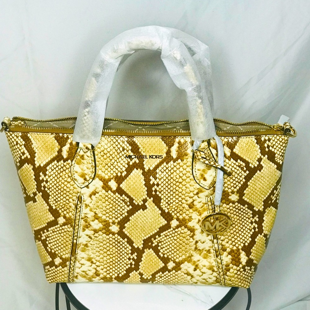 Large Python Embossed Leather Satchel